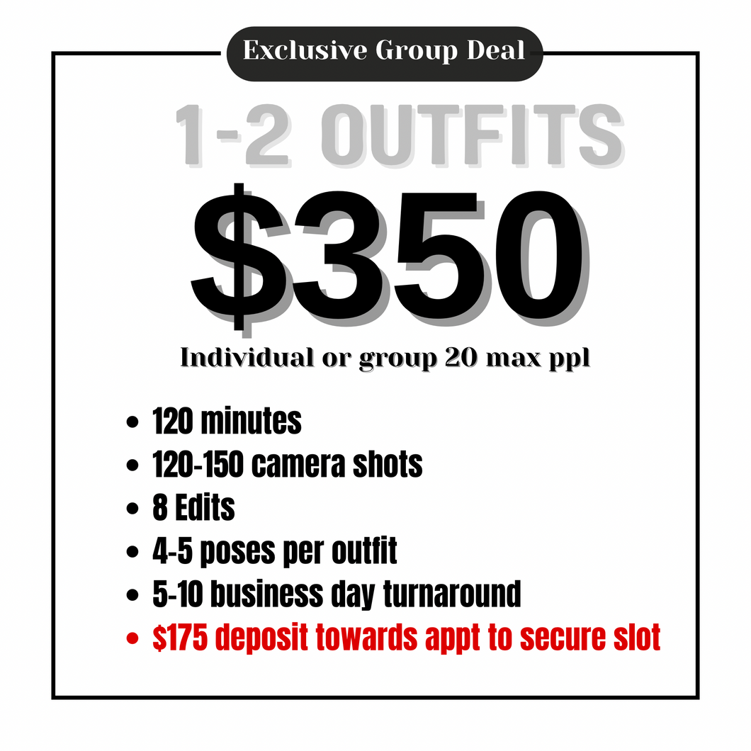 1-2 Outfits (max 20ppl)