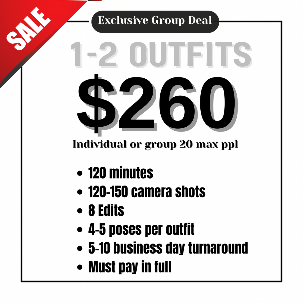 1-2 Outfits (max 20ppl)