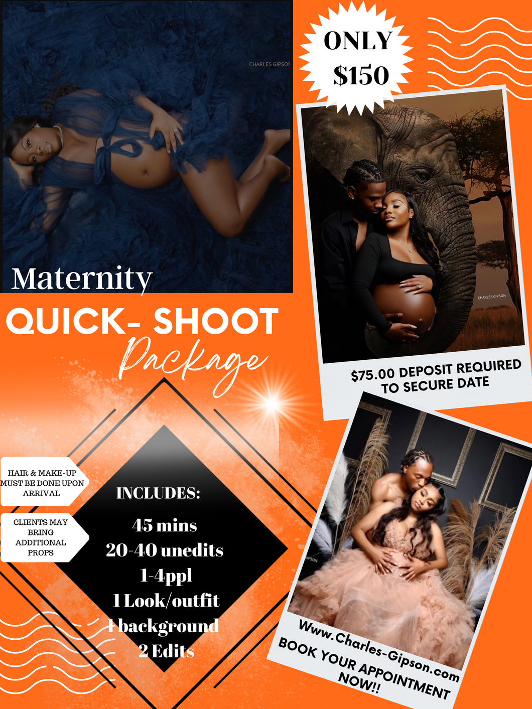 Maternity Quick-shoot (1-4PPL ONLY!) $150.00 In Studio