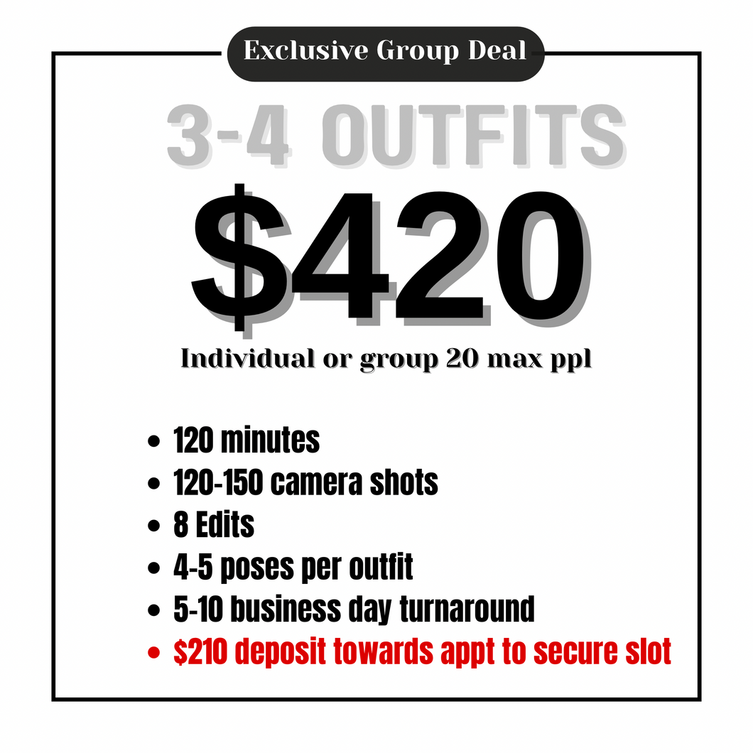 3-4 Outfits (max (20ppl)